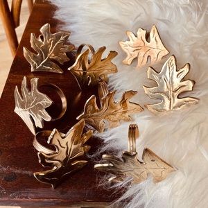 **SOLD** Vintage brass leaf napkin rings